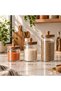 Set of 3 Glass Jars with Wooden Lids and Handles - Set of 3 Different Sizes for Food and Spice Containers - 3