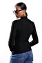 Black Stand-Up Collar Knitwear with Snap Fasteners 251037 - 6