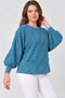 Women's Italian Style Oversized Knitwear Blouse with Bat Sleeves and Side Slits with Pocket Detail - 5