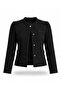 Black Buttoned Tweed Jacket 03044