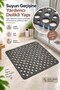 Perforated Non-Slip Bathroom Shower Mat Square Bubble Design Anthracite 54X54 cm - 3