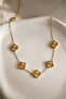 Gold Yonca Model Women's Steel Necklace, Earrings and Bracelet Set - 3-Piece Set Does Not Tarnish - 4