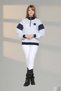 Women's Gray Navy Blue Front and Back Star Printed Stand Collar Half Zipper Sports Model Daily Use Sweatshirt - 5