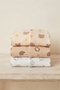 Set of 3 Nude Tone Patterned 100% Cotton Ribbed Baby Rompers - 3