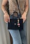 Women's Brown Suede Bag - Adjustable Long Strap Hand and Shoulder Bag - with Charm Gift - 4