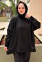 Square Patterned Mercerized Combination Tunic with Sleeves