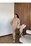 Women's Jacket and Trousers with Detailed Cuffs Suede Set - 4