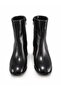 Women's Zippered Heeled Ankle-Length Black Shiny Boots - 5