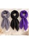 3-Piece Linen Textured Flam Scarf & Foulard Set – Multi-Purpose Bohemian Style Women's Accessory with Fringes 90*90 cm - 3