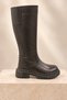 Women's Genuine Leather Black Elastic Riding Boots - 3