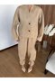 Women's Jacket and Trousers with Detailed Cuffs Suede Set - 5