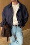 Kirba Suede Material Oversize Zippered Men's Bomber Jacket - 5