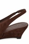 Brown Low Wedge Heel Open Back Shoes 26209 - 5