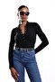 Black Stand-Up Collar Knitwear with Snap Fasteners 251037 - 2