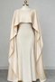 Beige Satin Bridal Cape 150 cm |   Beige Satin Evening Dress Cape |   Long Bridal Cape |   Elegant Wedding Cape 35(Front)X40(Back)X150(Side)Cm - 2