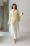 Women's Ecru Buttoned Shawl Detailed Slit Premium Quality Knitwear Poncho Sweater - 4