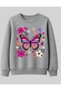 100% Cotton Girls' Sweatshirt with Cat-Butterfly Design - 4