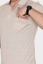 Men's Dad and Middle-Aged Combed Cotton T-Shirt with Collar and Pocket, Jacquard Patterned Fabric, Classic Cut - 3
