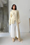 Women's Ecru Buttoned Shawl Detailed Slit Premium Quality Knitwear Poncho Sweater - 3