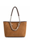 Luxury Suede Women's Shoulder Bag with Chain and Shawl Detail - 2