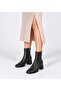 Women's Zippered Thick Heeled Black Color Ankle Boots - 2