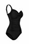 Women's 2-Piece Swimsuit Set with Gathered Draping and Adjustable Straps Black Red - 4