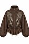 Brown Embroidered Stand Collar Jacket - 9773 - 2