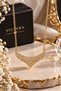 Vera V Form Stone Luxury Steel Necklace (Gold Color)