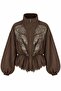 Brown Embroidered Stand Collar Jacket - 9773