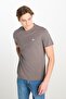 Regular Fit Regular Cut Crew Neck Cotton Anthracite T-Shirt - 2