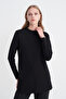 High Collar Ribbed Black Tunic 0014