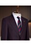 Men's Slim Fit Suit Burgundy Stylish Classic Jacket Trousers Set - 4