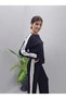 Women's Modal Fabric Striped Black Tracksuit Set - 6