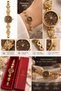 Women's Butterfly Figured Gold Wristwatch – Minimal Round Case – Gold Band and Bitter Coffee Dial – Elegant and Stylish Design - 4