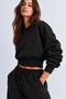 Black 3-Thread Crop Sweatshirt with Embroidered Belt - 3