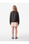 Long Sleeve Zippered Double Breasted Collar Faux Leather Jacket - 3