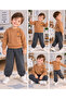 Boy's Brown Printed 2-Piece Tracksuit Set Anthracite - 3