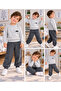 Boys' Tracksuit Set Light Gray Sweatshirt Anthracite Jogger Pants Two-Piece Sports Set - 3