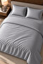 Premium Striped Cotton Satin Double Duvet Cover Set |   Pillowcase and Sheet Included |   Light Gray - 5