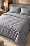 Premium Striped Cotton Satin Double Duvet Cover Set |   Pillowcase and Sheet Included |   Light Gray - 6