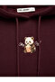 Plum Color Hooded Sweatshirt with Three-Thread Embroidery and Kangaroo Pocket - 4