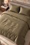 Premium Striped Cotton Satin Double Duvet Cover Set |   Pillowcase and Sheet Included |   Khaki - 5