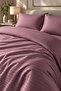 Premium Striped Cotton Satin Double Duvet Cover Set |   Pillowcase and Sheet Included |   Plum - 4