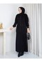 Stoned Buttoned Long Cardigan Balloon Sleeve Knitwear Skirt Set - 6