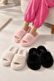 3-Piece Powder - Cream - Black Extra Soft Furry 3 cm Sole Plush House Slippers Set Byndset01 - 4