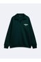 Regular Fit V-Neck Letter Printed Green Sweatshirt - 4