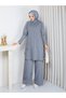 Cold Yarn Floral Patterned Knitwear Tunic Set with Trousers