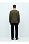 Regular Fit Sign Printed Crew Neck Green Sweatshirt - 3