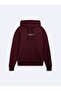 Regular Fit Text Printed Hooded Burgundy Sweatshirt - 4