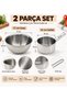 Duochef 2-Piece Stainless Steel Milk Jug and Sauce Bowl Set – 14 cm Milk Jug, 17 cm Mixing Bowl - 5